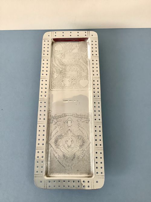 ANTIQUE VICTORIAN SOLID SILVER CRIBBAGE BOARD - ADDITIONAL PHOTO 3
