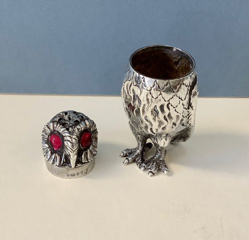ANTIQUE VICTORIAN SILVER OWL PEPPER POT - ADDITIONAL PHOTO 1
