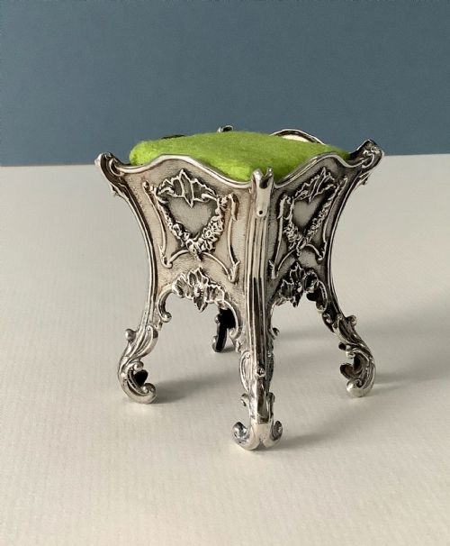 ANTIQUE SILVER NOVELTY PIN CUSHION JARDINIERE - ADDITIONAL PHOTO 1