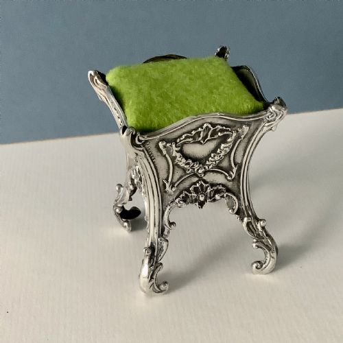 ANTIQUE SILVER NOVELTY PIN CUSHION JARDINIERE - ADDITIONAL PHOTO 5
