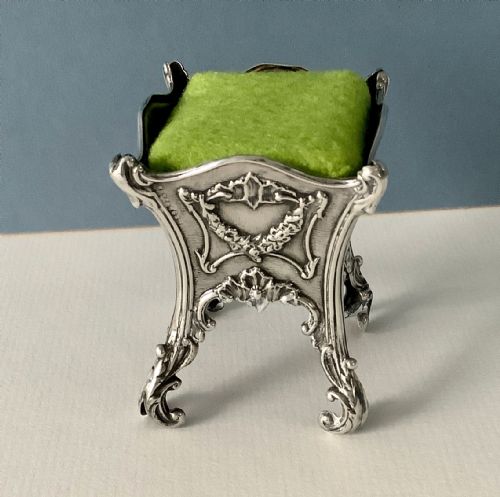ANTIQUE SILVER NOVELTY PIN CUSHION JARDINIERE - ADDITIONAL PHOTO 6