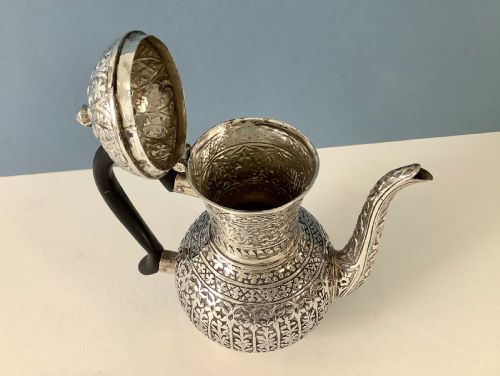 ANTIQUE SOLID SILVER VICTORIAN HOT WATER JUG - ADDITIONAL PHOTO 2