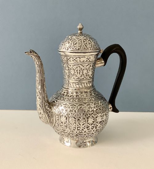 ANTIQUE SOLID SILVER VICTORIAN HOT WATER JUG - ADDITIONAL PHOTO 3