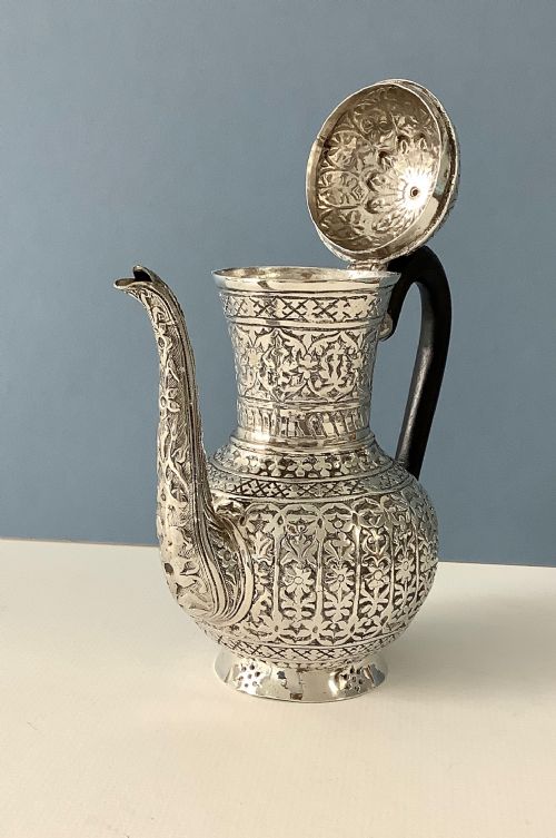 ANTIQUE SOLID SILVER VICTORIAN HOT WATER JUG - ADDITIONAL PHOTO 4