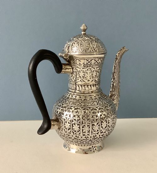 ANTIQUE SOLID SILVER VICTORIAN HOT WATER JUG - ADDITIONAL PHOTO 5