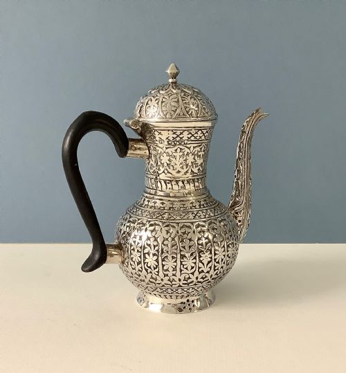 ANTIQUE SOLID SILVER VICTORIAN HOT WATER JUG - ADDITIONAL PHOTO 8