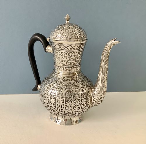 antique solid silver victorian hot water jug - CATEGORY: ANTIQUE SILVER - DATED VICTORIAN