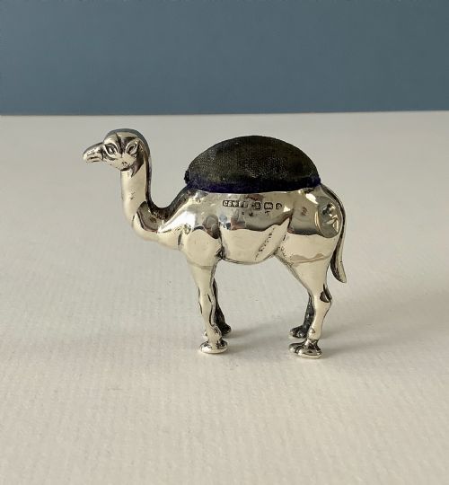 ANTIQUE EDWARDIAN SILVER NOVELTY PIN CUSHION CAMEL - ADDITIONAL PHOTO 2