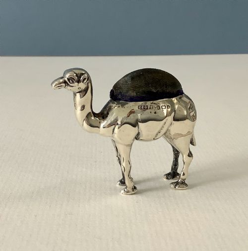 ANTIQUE EDWARDIAN SILVER NOVELTY PIN CUSHION CAMEL - ADDITIONAL PHOTO 3
