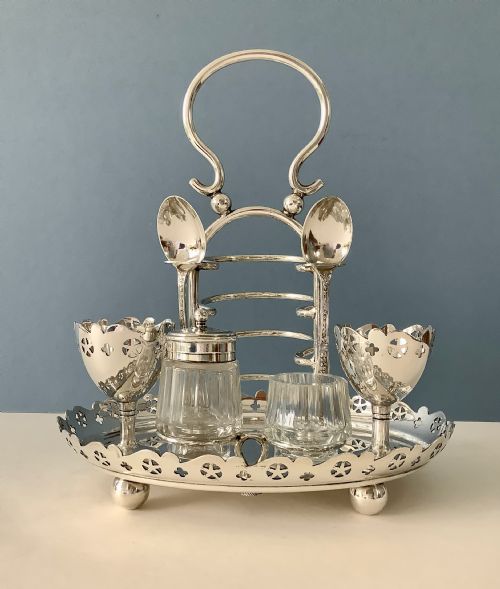 antique victorian silver egg cruet - CATEGORY: ANTIQUE SILVER - DATED VICTORIAN