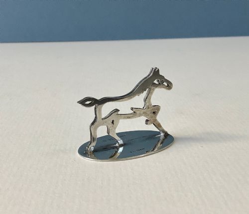 ANTIQUE SILVER NOVELTY MENU HOLDER HORSE - ADDITIONAL PHOTO 1