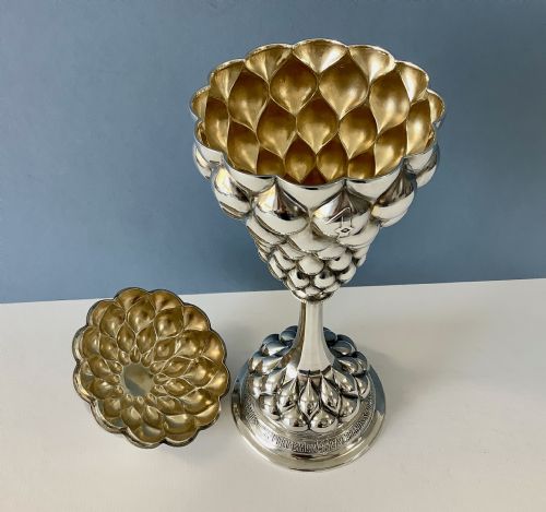 ANTIQUE SILVER LIDDED CUP TROPHY - ADDITIONAL PHOTO 3