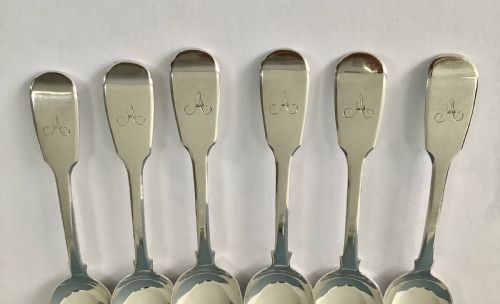 SET OF 6 ANTIQUE VICTORIAN SILVER TEA SPOONS - ADDITIONAL PHOTO 3