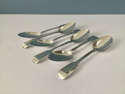 SET OF 6 ANTIQUE VICTORIAN SILVER TEA SPOONS - ADDITIONAL PHOTO 4