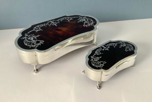FANTASTIC PAIR OF ANTIQUE SILVER JEWELLERYTRINKET BOXES - ADDITIONAL PHOTO 2