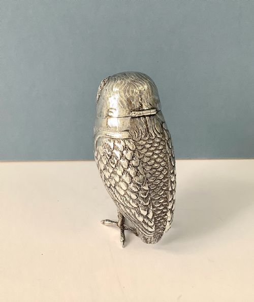 UNUSUAL ANTIQUE SOLID SILVER OWL PEPPER VICTORIAN - ADDITIONAL PHOTO 6