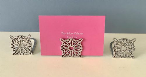 LIBERTY SET OF 3 ANTIQUE SILVER MENU HOLDERS - ADDITIONAL PHOTO 2