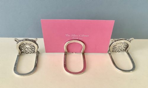 LIBERTY SET OF 3 ANTIQUE SILVER MENU HOLDERS - ADDITIONAL PHOTO 3