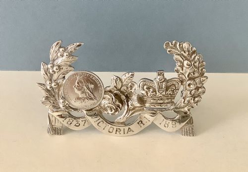 royal jubilee set of 4 antique silver menu holders - CATEGORY: ANTIQUE SILVER - DATED VICTORIAN