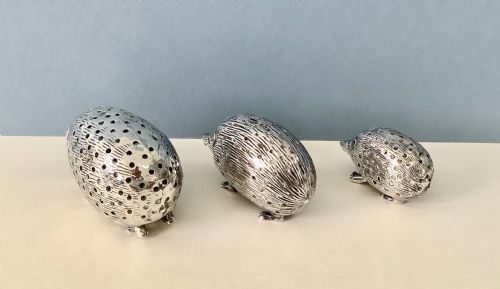FAMILY OF SOLID SILVER HEDGEHOG PIN CUSHIONS - ADDITIONAL PHOTO 3