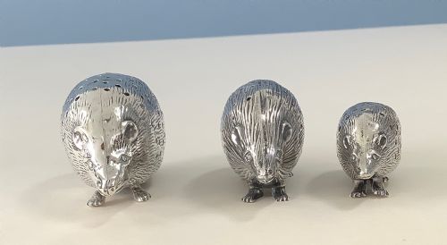 FAMILY OF SOLID SILVER HEDGEHOG PIN CUSHIONS - ADDITIONAL PHOTO 4