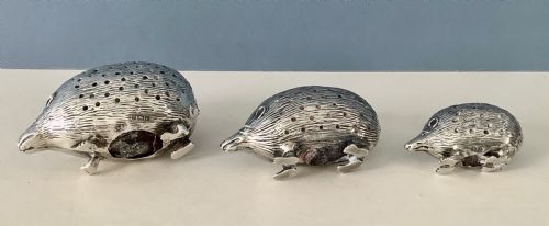 FAMILY OF SOLID SILVER HEDGEHOG PIN CUSHIONS - ADDITIONAL PHOTO 5