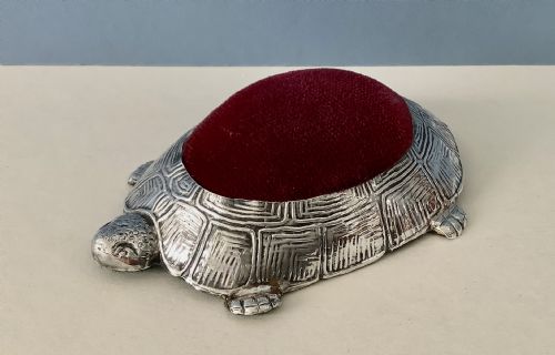 antique edwardian silver pin cushion turtle - CATEGORY: ANTIQUE SILVER - DATED EDWARDIAN