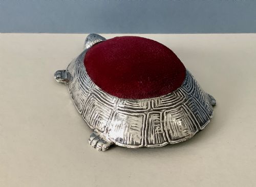 ANTIQUE EDWARDIAN SILVER PIN CUSHION TURTLE - ADDITIONAL PHOTO 2