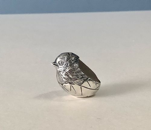 ANTIQUE SILVER MINIATURE CHICK PIN CUSHION - ADDITIONAL PHOTO 3