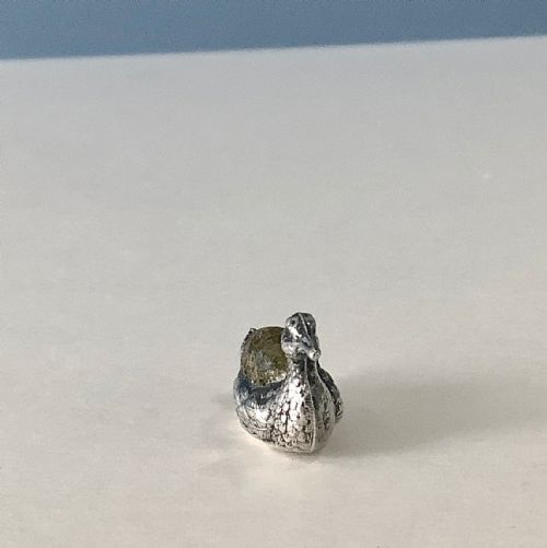 ANTIQUE SILVER MINIATURE DUCK PIN CUSHION - ADDITIONAL PHOTO 2