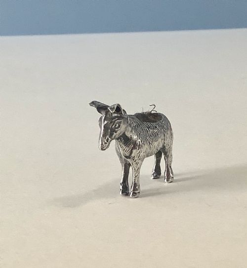 ANTIQUE SILVER MINIATURE DONKEY PIN CUSHION - ADDITIONAL PHOTO 1