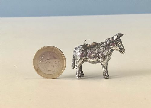 ANTIQUE SILVER MINIATURE DONKEY PIN CUSHION - ADDITIONAL PHOTO 2