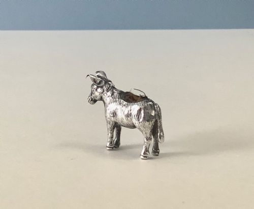 ANTIQUE SILVER MINIATURE DONKEY PIN CUSHION - ADDITIONAL PHOTO 3