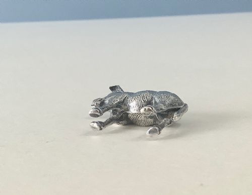 ANTIQUE SILVER MINIATURE DONKEY PIN CUSHION - ADDITIONAL PHOTO 4