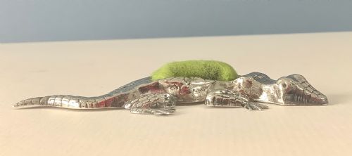 antique silver pin cushion lizard - CATEGORY: ANTIQUE SILVER - DATED 1920