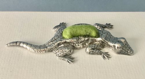 ANTIQUE SILVER PIN CUSHION LIZARD - ADDITIONAL PHOTO 5