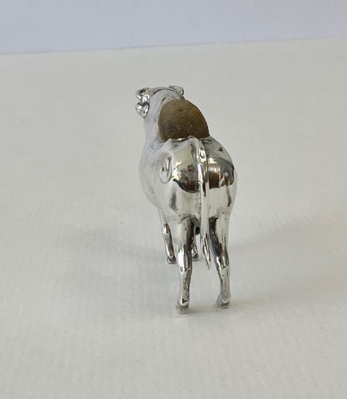 ANTIQUE SOLID SILVER PIN CUSHION BULL - ADDITIONAL PHOTO 1