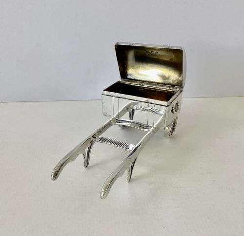 ANTIQUE SILVER NOVELTY TABLE VESTA PORTER'S BARROW - ADDITIONAL PHOTO 3
