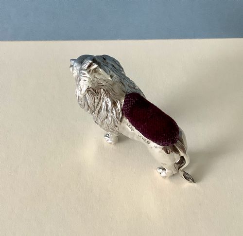 ANTIQUE SILVER PIN CUSHION LION - ADDITIONAL PHOTO 5