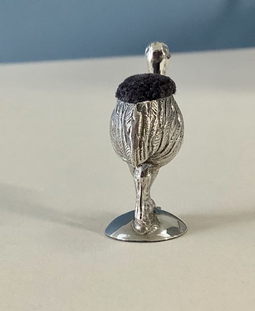 ANTIQUE SOLID SILVER PIN CUSHION EMU - ADDITIONAL PHOTO 1