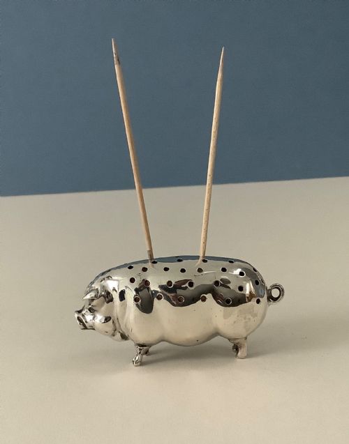 NOVELTY ANTIQUE SILVER TOOTHPICK HOLDER - ADDITIONAL PHOTO 4