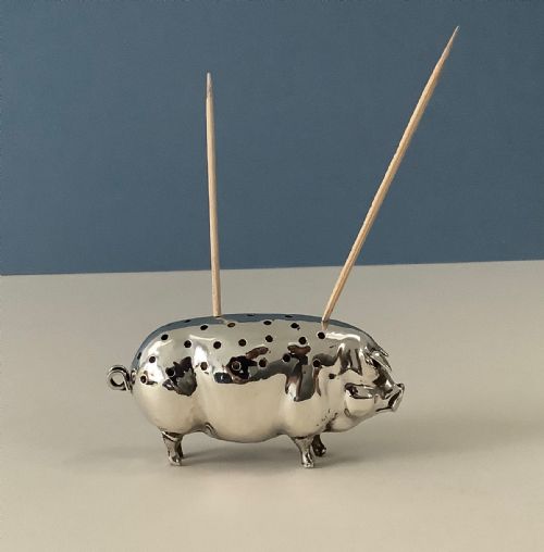 NOVELTY ANTIQUE SILVER TOOTHPICK HOLDER - ADDITIONAL PHOTO 3