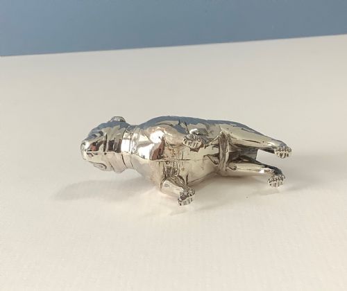 ANTIQUE SILVER BULLDOG PIN CUSHION - ADDITIONAL PHOTO 2