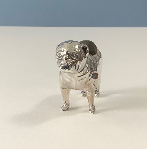 ANTIQUE SILVER BULLDOG PIN CUSHION - ADDITIONAL PHOTO 3