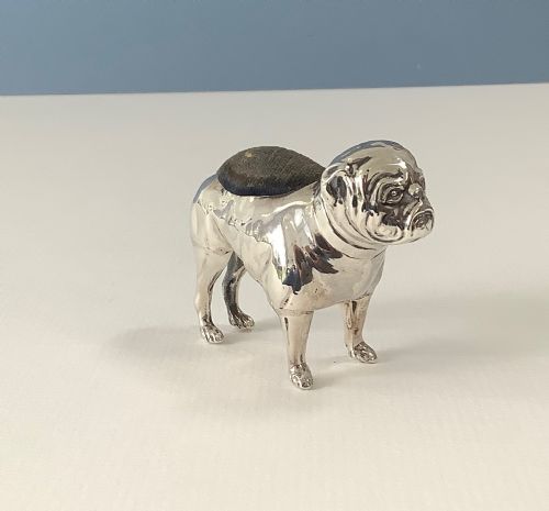 ANTIQUE SILVER BULLDOG PIN CUSHION - ADDITIONAL PHOTO 4