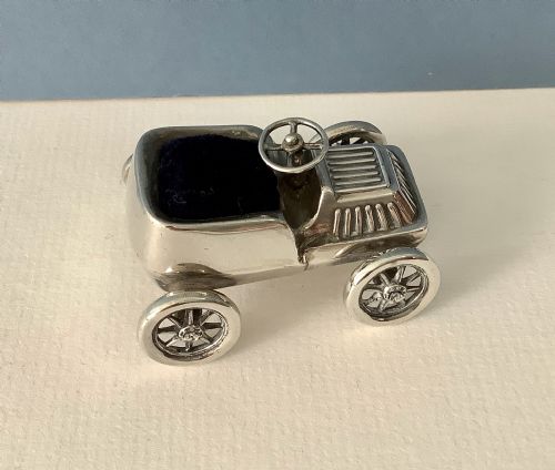 ANTIQUE SILVER NOVELTY VINTAGE CAR PIN CUSHION - ADDITIONAL PHOTO 2