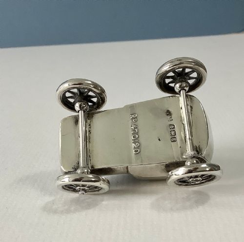 ANTIQUE SILVER NOVELTY VINTAGE CAR PIN CUSHION - ADDITIONAL PHOTO 3