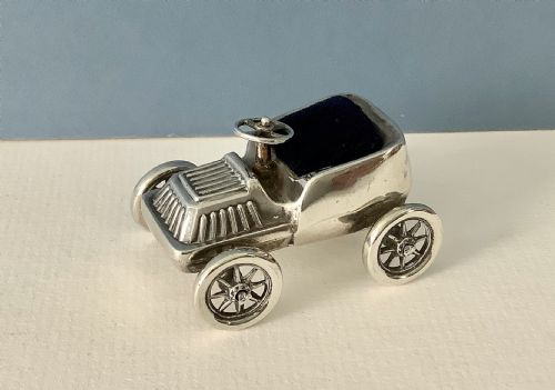 ANTIQUE SILVER NOVELTY VINTAGE CAR PIN CUSHION - ADDITIONAL PHOTO 5