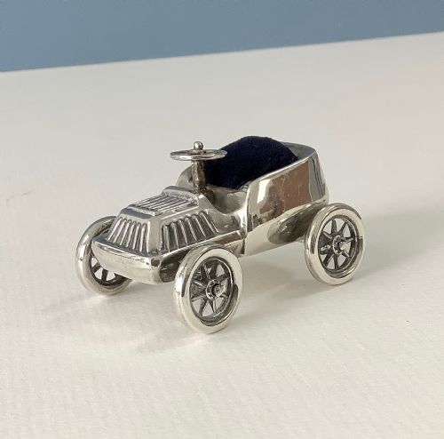 ANTIQUE SILVER NOVELTY VINTAGE CAR PIN CUSHION - ADDITIONAL PHOTO 6