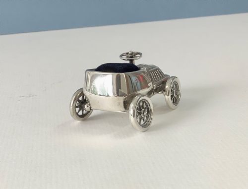 ANTIQUE SILVER NOVELTY VINTAGE CAR PIN CUSHION - ADDITIONAL PHOTO 7